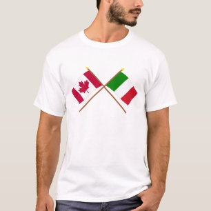 Canada and Italy Crossed Flags T-Shirt