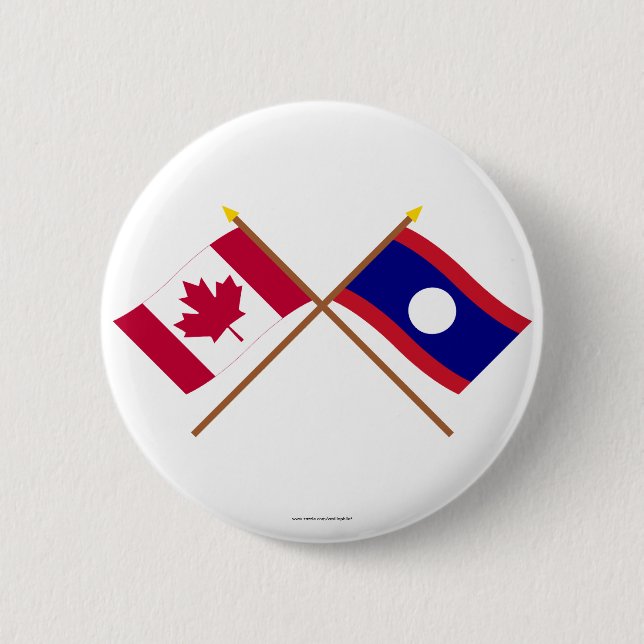 Canada and Laos Crossed Flags Pinback Button (Front)