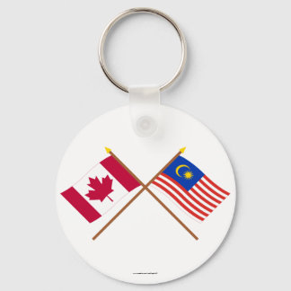 Canada and Malaysia Crossed Flags Keychain