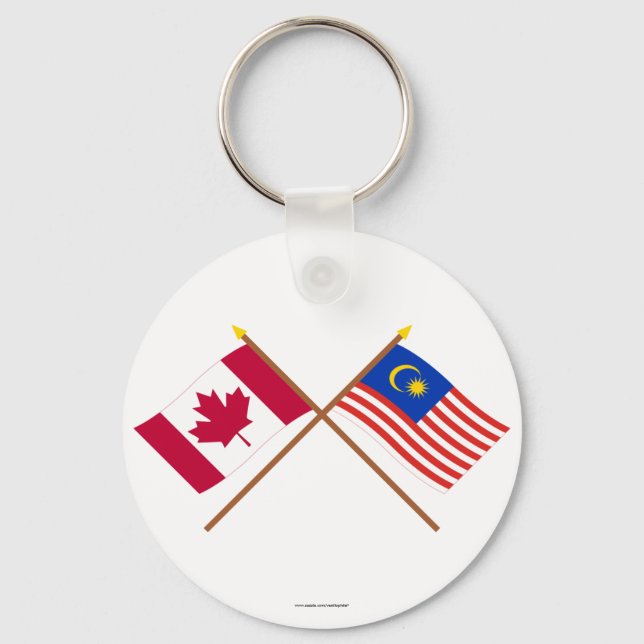 Canada and Malaysia Crossed Flags Keychain (Front)