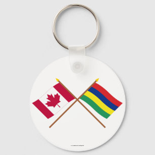 Canada and Mauritius Crossed Flags Keychain