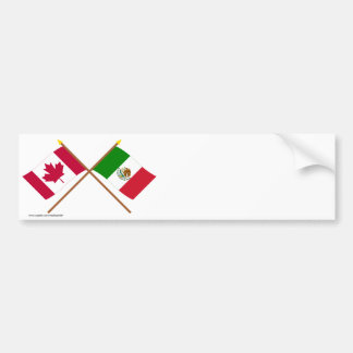 Canada and Mexico Crossed Flags Bumper Sticker