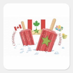 Canada and Morocco Summer Popsicle Square Sticker