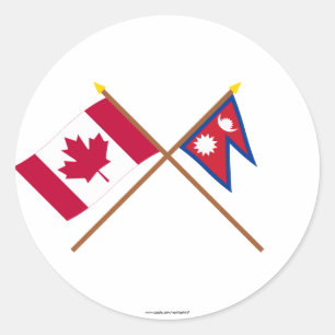 Canada and Nepal Crossed Flags Classic Round Sticker