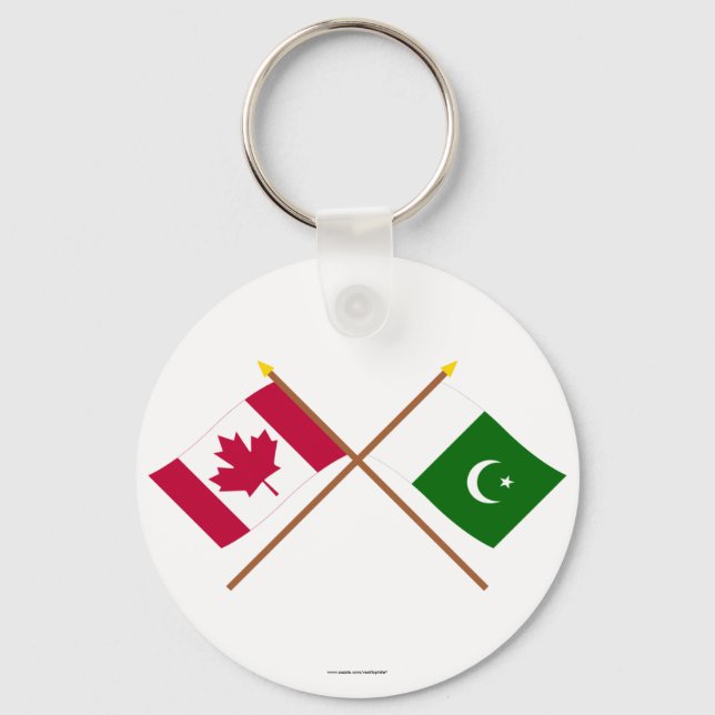 Canada and Pakistan Crossed Flags Keychain (Front)