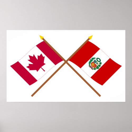 Canada and Peru Crossed Flags Poster