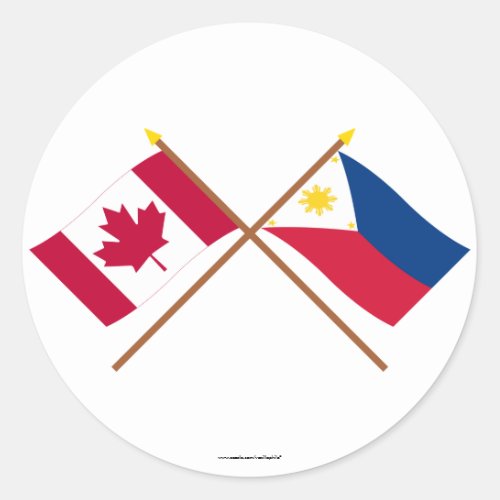 Canada and Philippines Crossed Flags Classic Round Sticker