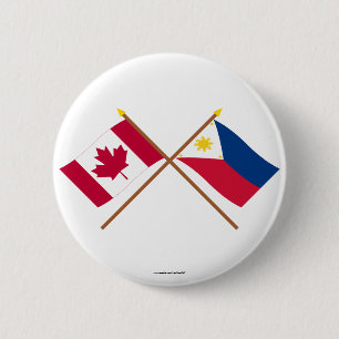 Canada and Philippines Crossed Flags Pinback Button