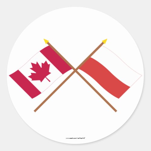 Canada and Poland Crossed Flags Classic Round Sticker