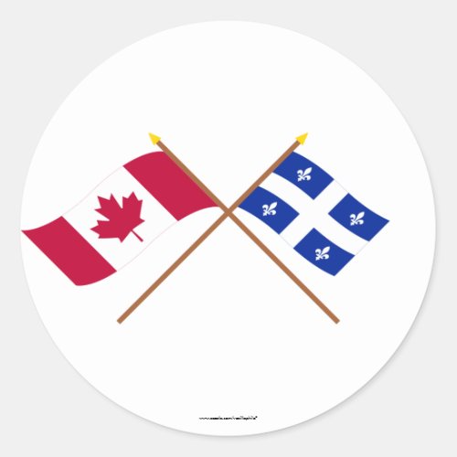 Canada and Quebec Crossed Flags Classic Round Sticker