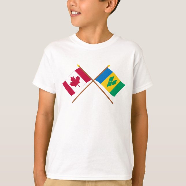 Canada and St Vincent Crossed Flags T-Shirt (Front)