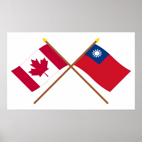 Canada and Taiwan Crossed Flags Poster