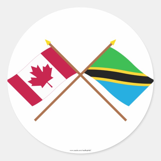 Canada and Tanzania Crossed Flags Classic Round Sticker (Front)
