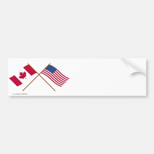 Canada and the United States Crossed Flags Bumper Sticker | Zazzle.com