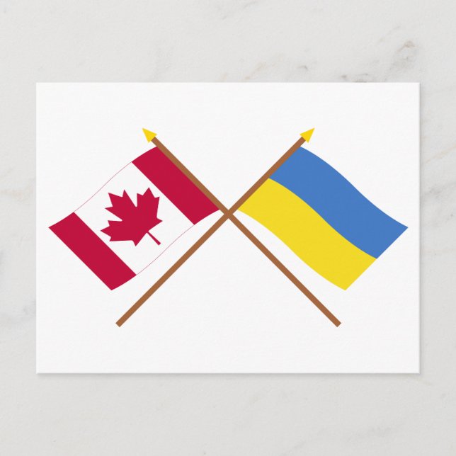 Canada and Ukraine Crossed Flags Postcard (Front)