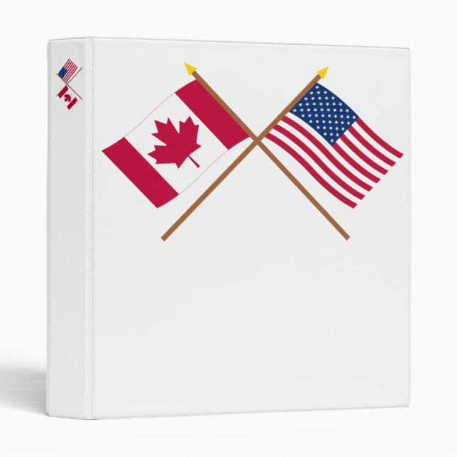 Canada and United States Crossed Flags 3 Ring Binder (Front/Spine)