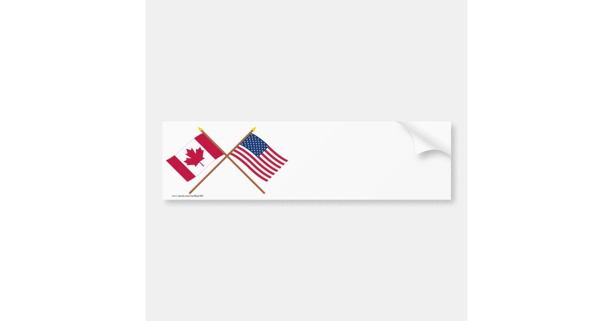 Canada and United States Crossed Flags Bumper Sticker | Zazzle