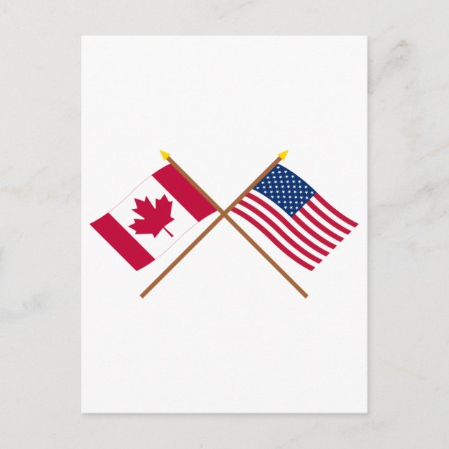 Canada and United States Crossed Flags Postcard (Front)