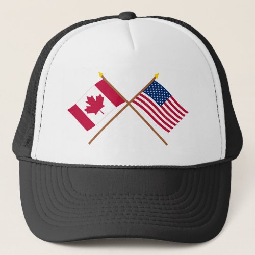 Canada and United States Crossed Flags Trucker Hat