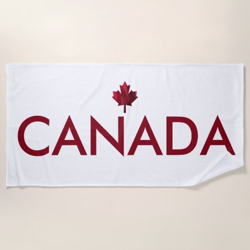 Canada and Wavy Red Maple Leaf Beach Towel
