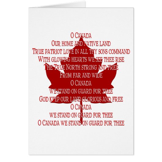 Canada Anthem Card Canada Card Personalized (Front)