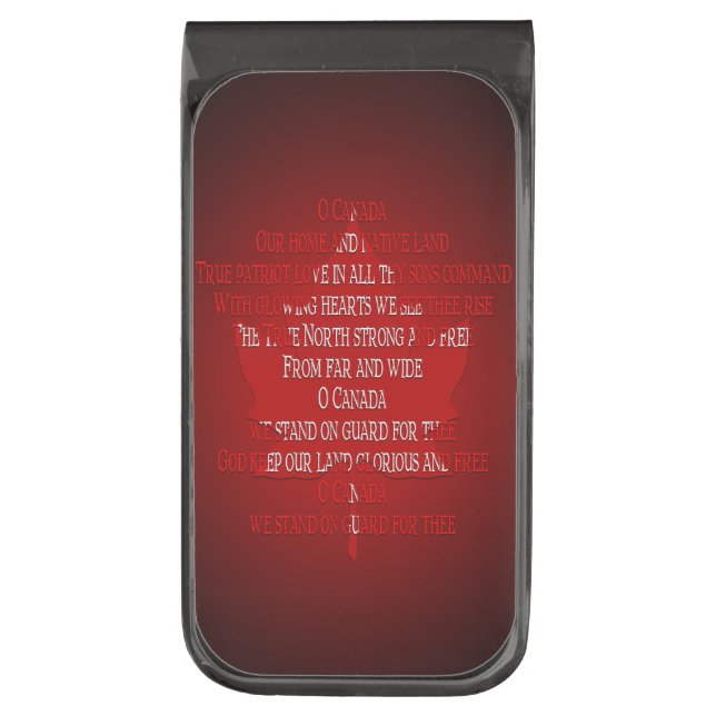Canada Anthem Money Clips Custom Canada Souvenirs Gunmetal Finish Money Clip (Front Vertical)