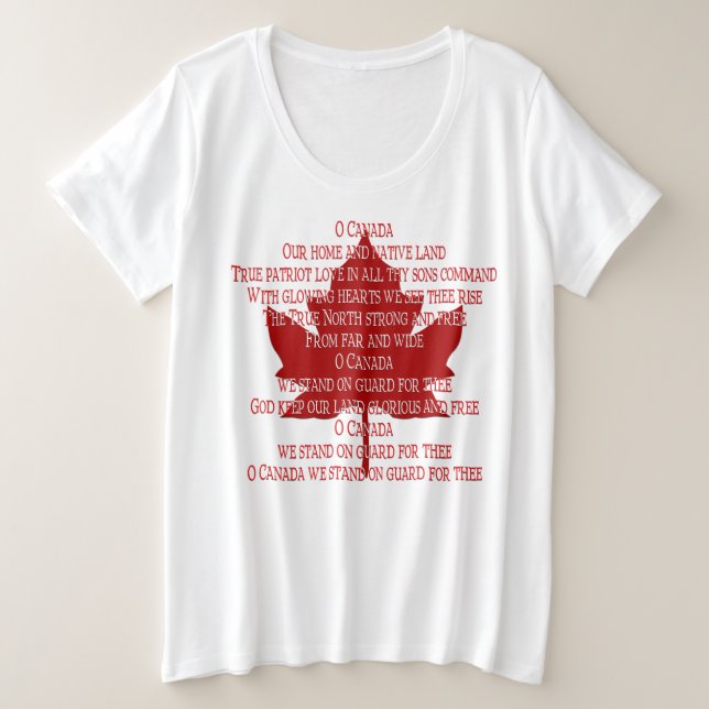 Canada Anthem T-Shirts Plus Size Canada Shirt (Design Front)