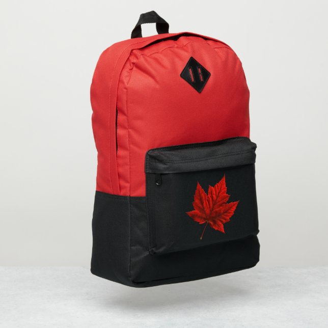 Canada Backpack Canada Maple Leaf Bag Personalized (Left Corner)