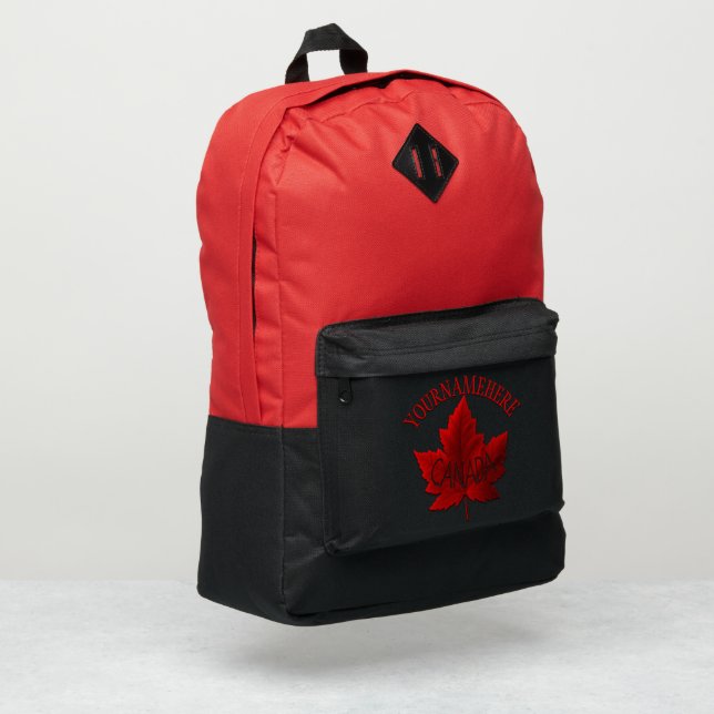 Canada Backpack Canada Maple Leaf Bag Personalized (Left Corner)