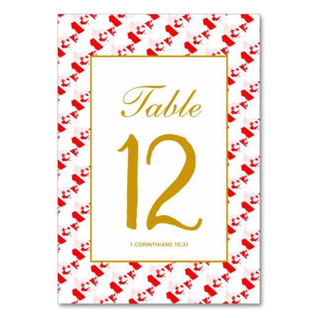 CANADA Banquet Celebration Wedding Table Number (Front)