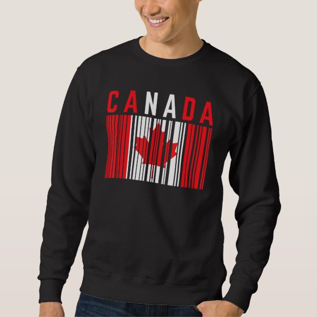 Canada Barcode Maple Leaf Canada Flag Pride Canadi Sweatshirt (Front)