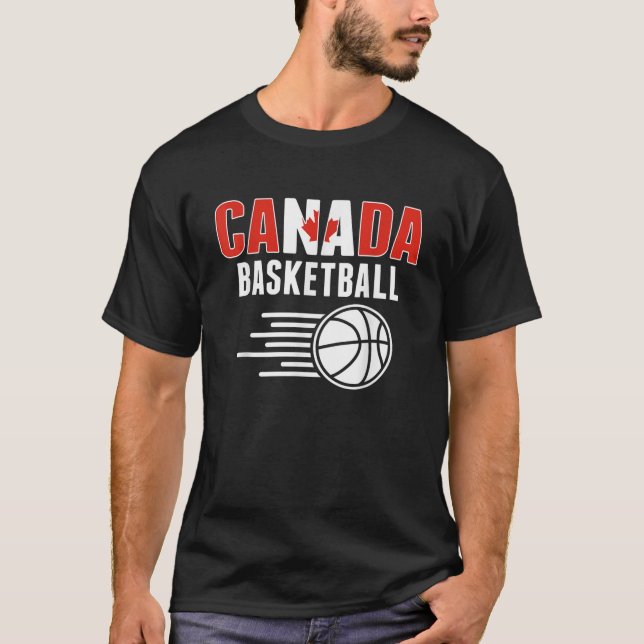 Canada Basketball Fans Jersey Canadian Flag Sport  T-Shirt (Front)