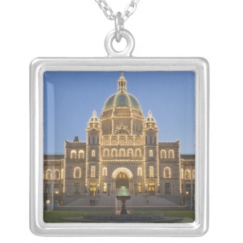 Canada BC Victoria BC Legislature Building at Silver Plated Necklace