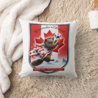 Canada Beaver Emblem Soccer Cup T-Shirt , Gift Throw Pillow