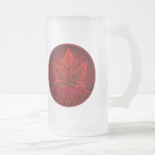 12oz Beer Mug Stein Glass Maple Leaf Canada 