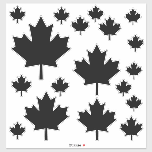 Canada Black Sketch Stylish Maple Leaf Sticker (Sheet)