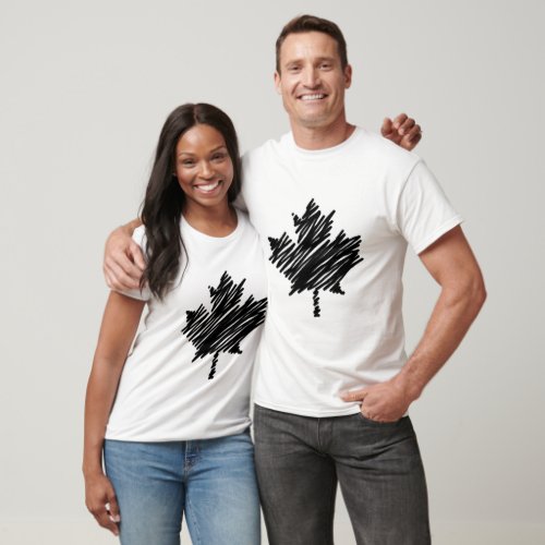 Canada Black Sketch Stylish Maple Leaf T_Shirt