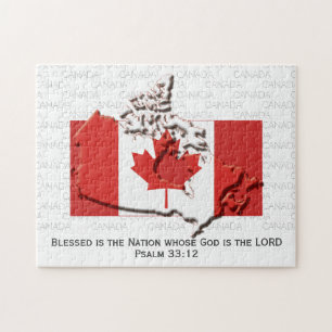 CANADA Blessed Nation CANADIAN FLAG Jigsaw Puzzle