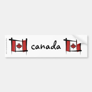 Canada Brush Flag Bumper Sticker