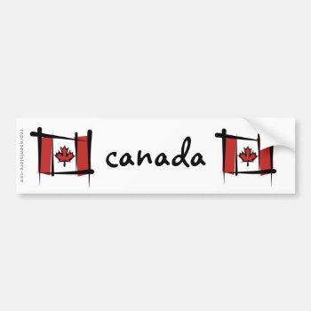 Canada Brush Flag Bumper Sticker by representshop at Zazzle