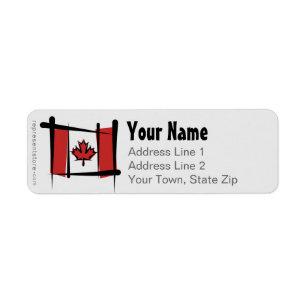 Canada Brush Flag Label