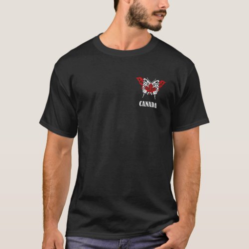 Canada Butterfly Canadian Roots Maple Leaf Canadia T_Shirt