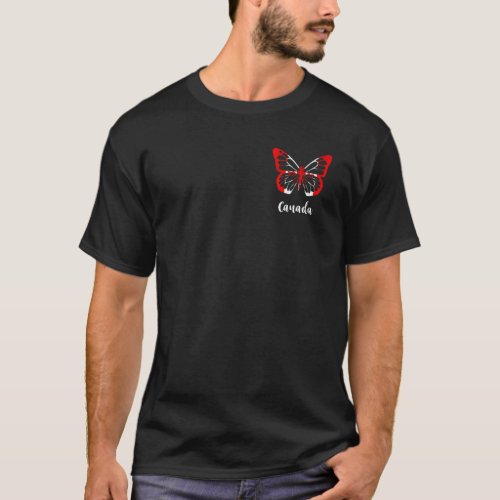 Canada Butterfly Maple Leaf Canadian Flag Canadian T_Shirt