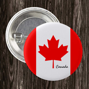 Canada button, patriotic Canadian Flag fashion Button