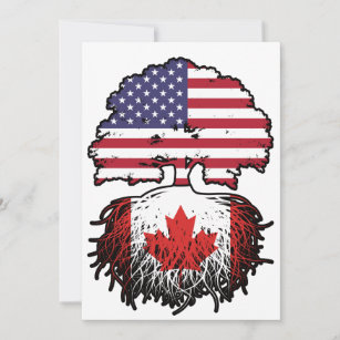 Canada Canadian American USA Tree Roots Flag Invitation