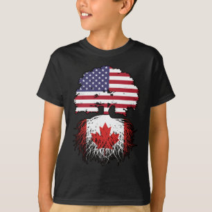 Canada Canadian American USA Tree Roots Flag T-Shirt
