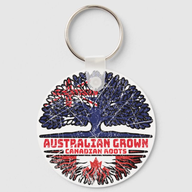 Canada Canadian Australia Australian Tree Roots Keychain (Front)