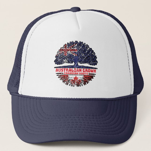 Canada Canadian Australia Australian Tree Roots Trucker Hat (Front)