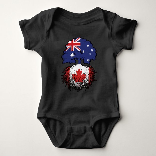Canada Canadian Australian Australia Tree Roots Baby Bodysuit (Front)