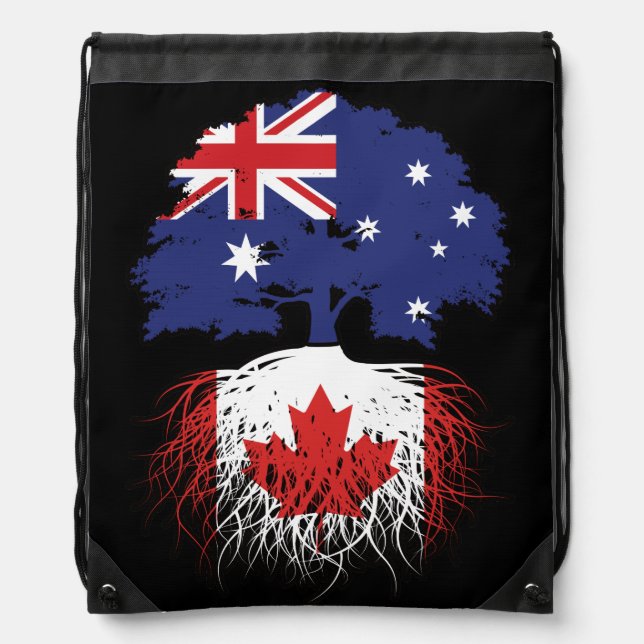 Canada Canadian Australian Australia Tree Roots Drawstring Bag (Front)